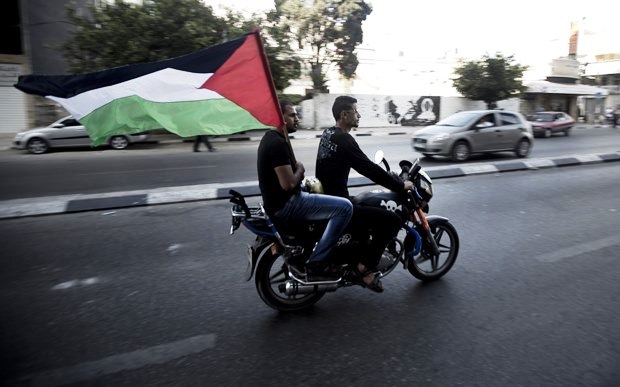 شهروندان فلسطینی پرچم فلسطین را حمل می کنند - عکس آژانس خبری فرانسه