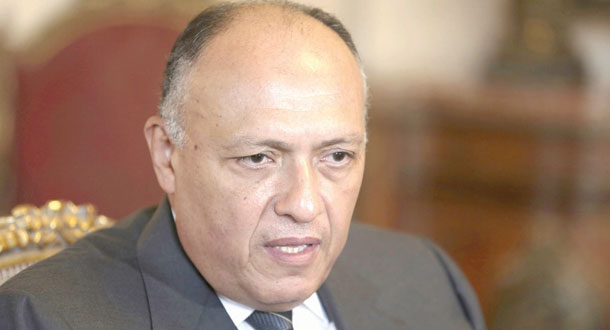 وزیر امور خارجه مصر در حال مصاحبه با الشرق الاوسط