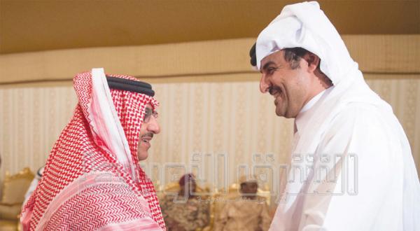 شاهزاده محمد بن نایف بن عبد العزیز ولیعهد و معاون رئیس شورای وزیران وزیر کشور با شیخ تمیم بن حمد آل ثانی، شاهزاده قطر