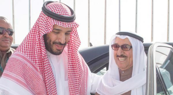 شیخ صباح الاحمد الجابر، شاهزاده کویت با شاهزاده محمد بن سلمان بن عبد العزیز جانشین ولیعهد و معاون دوم رئیس شورای وزیران و وزیر دفاع عربستان سعودی