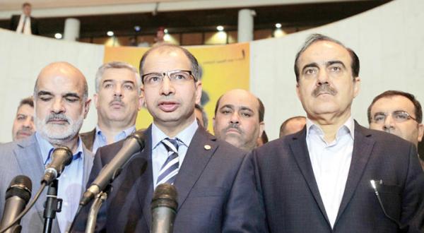 سلیم الجبوری رئیس پارلمان عراق در یک کنفرانس خبری – عکس از خبرگزاری فرانسه