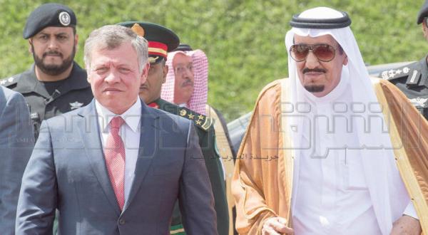 ملک سلمان بن عبد العزیز پادشاه عربستان سعودی  با وملک عبدالله دوم پادشاه اردن