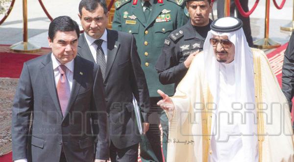 ملک سلمان بن عبد العزیز پادشاه عربستان سعودی با قربانقلی محمدوف رئیس جمهور ترکمنستان