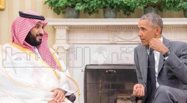باراک اوباما، با شاهزاده محمد بن سلمان جانشین ولیعهد عربستان سعودی در اتاق بیضی کاخ سفید
