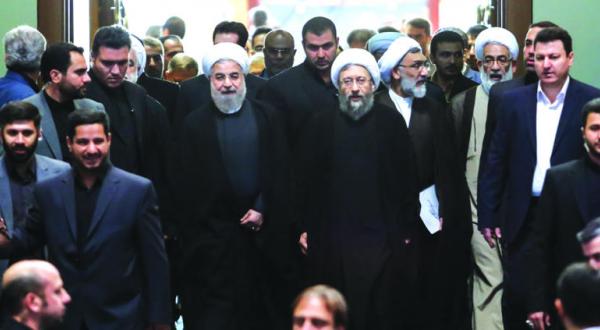 حسن روحانی رئیس جمهور ایران و صادق لاریجانی رئیس قوه قضائیه در تهران