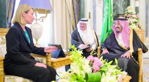 دیدار خادم حرمین شریفین با مسوول سیاست خارجی اتحادیه اروپا